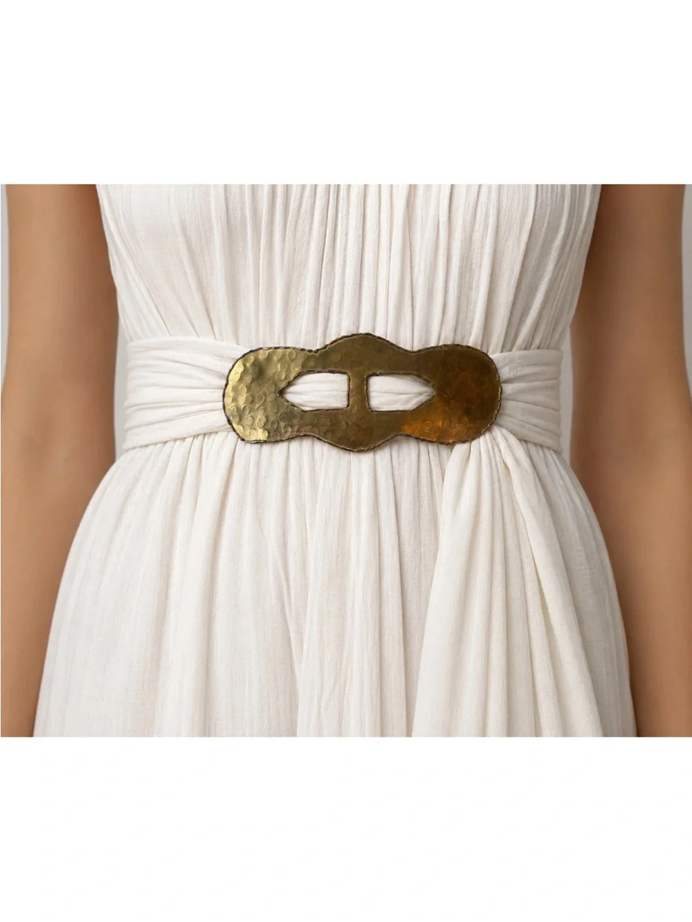 Gold Hammered Metal Slide Buckle for Women